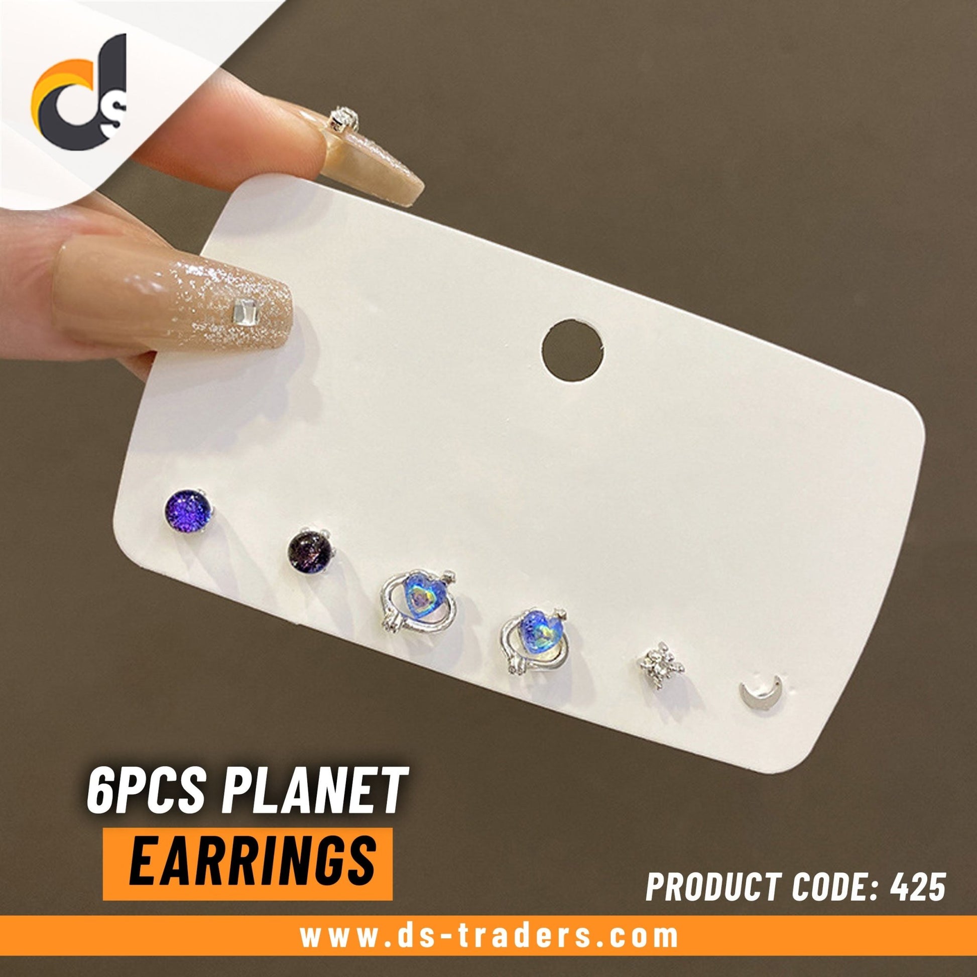 6Pcs Shiny Planet Earrings - DS Traders