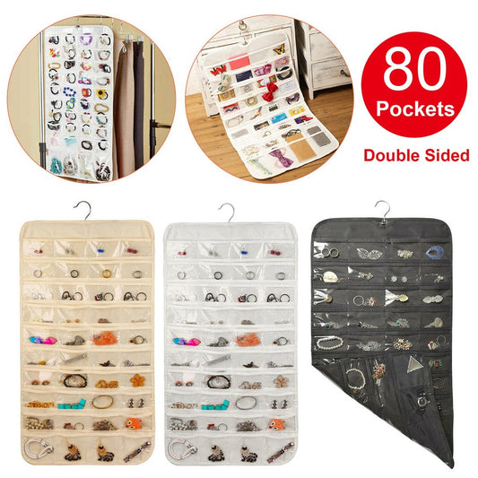 80 Pockets Clear PVC Double-sided Hanging Storage Bag. - DS Traders