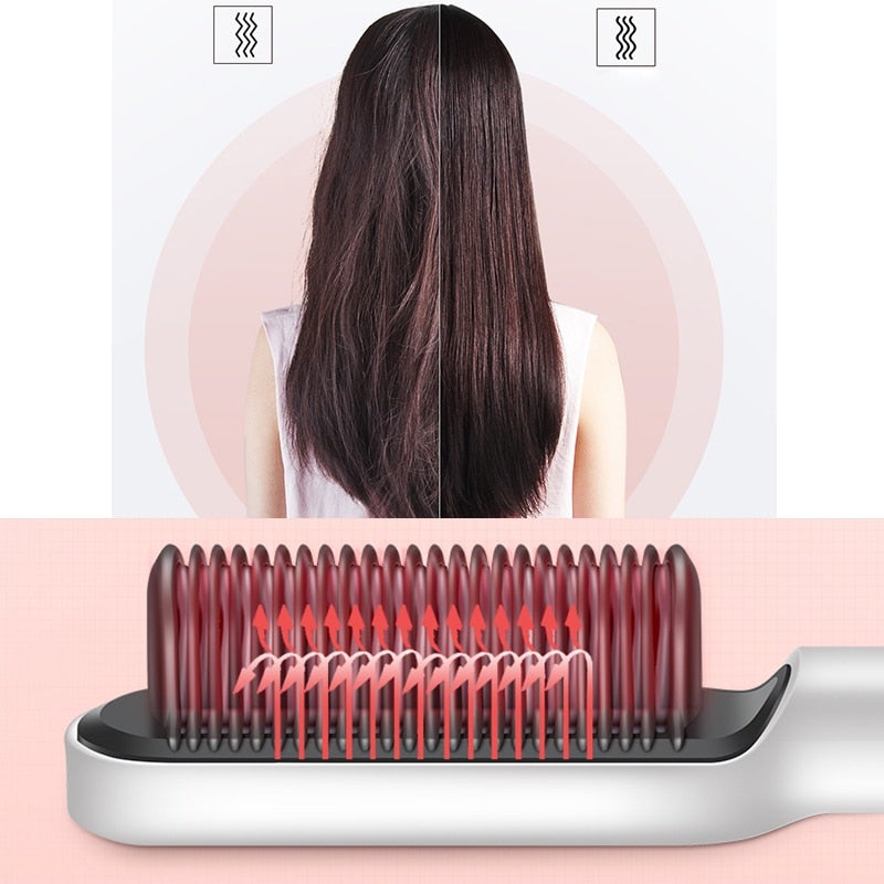 909 Hair Straightener - Ceramic Heated Hair Brush - DS Traders