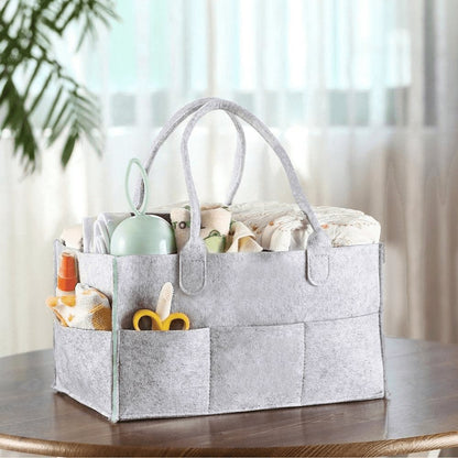 Baby Diaper Organizer, Foldable Felt Storage Bag with Multi Pockets and Flexible Compartments - DS Traders
