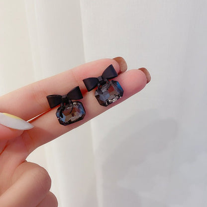Black Bow Cube Earrings - DS Traders
