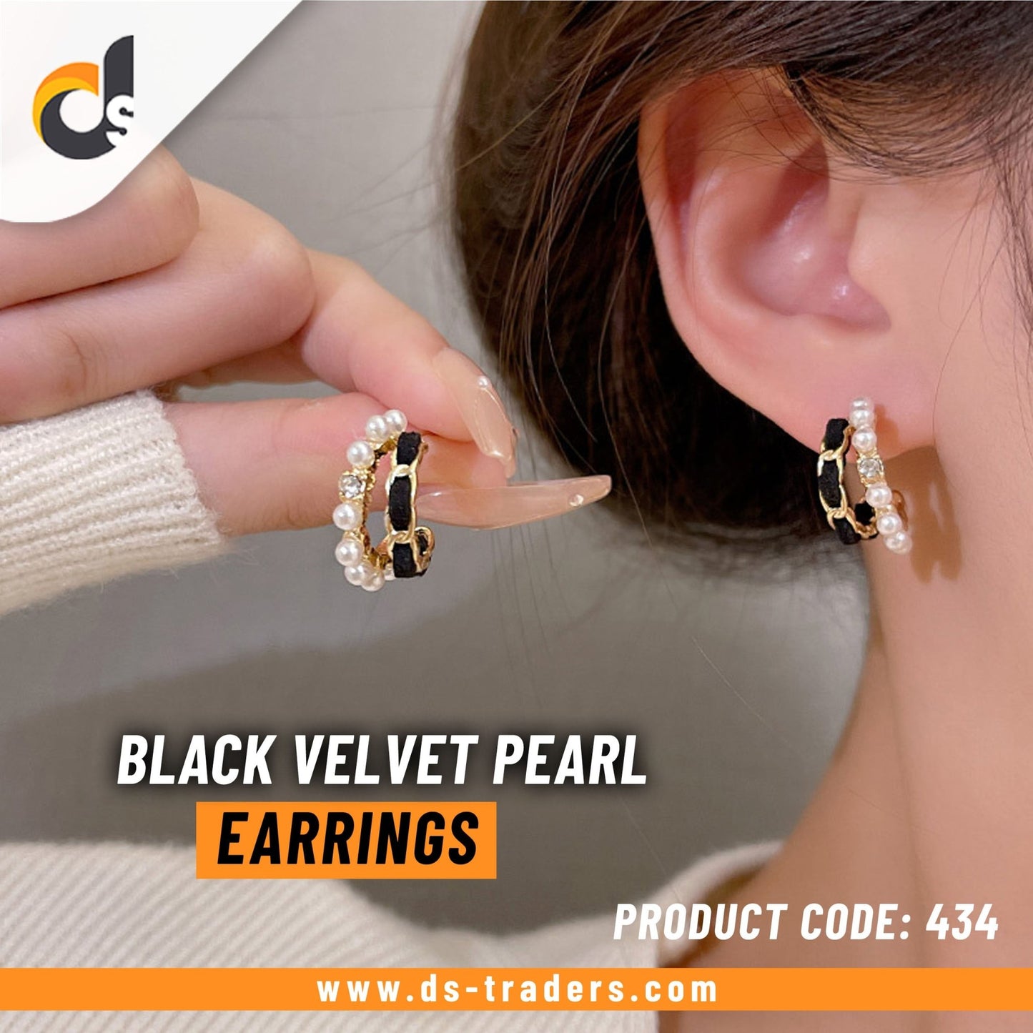 Black Velvet Pearl Earrings - DS Traders