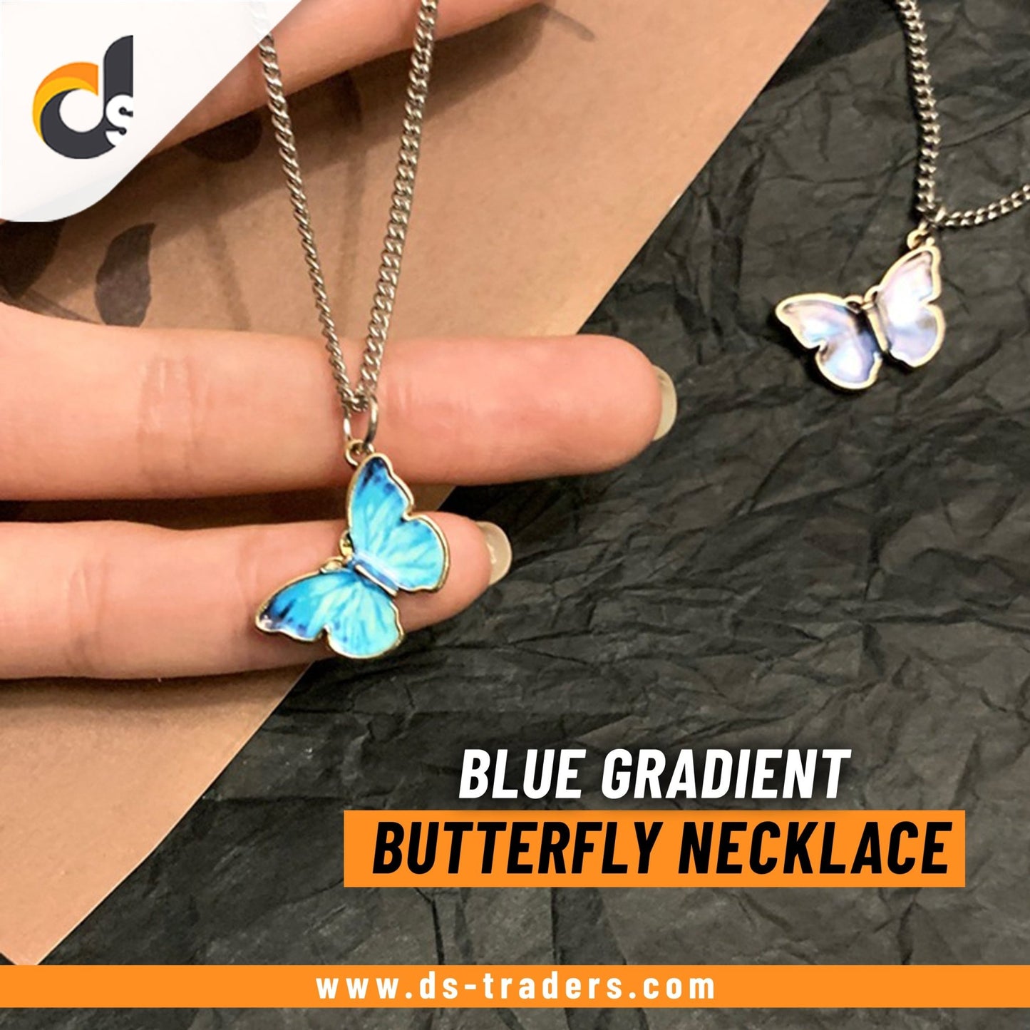 Blue Gradient Butterfly Necklace - DS Traders