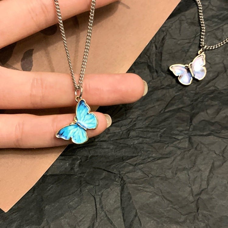 Blue Gradient Butterfly Necklace - DS Traders