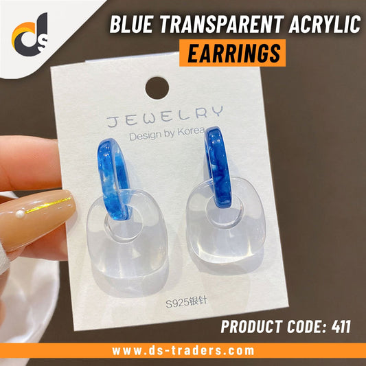 Blue Transparent Acrylic Earrings - DS Traders