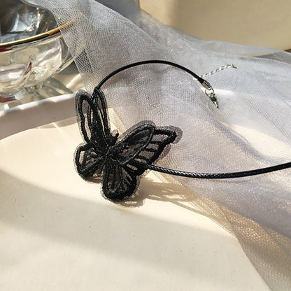 Butterfly Necklace Black Collar Short - DS Traders