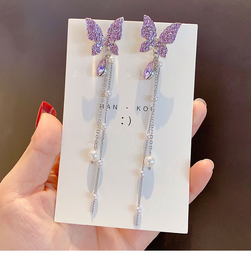 Butterfly with Pearl Earrings - DS Traders