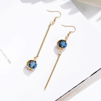 C Shape Blue Pearl Earrings - DS Traders