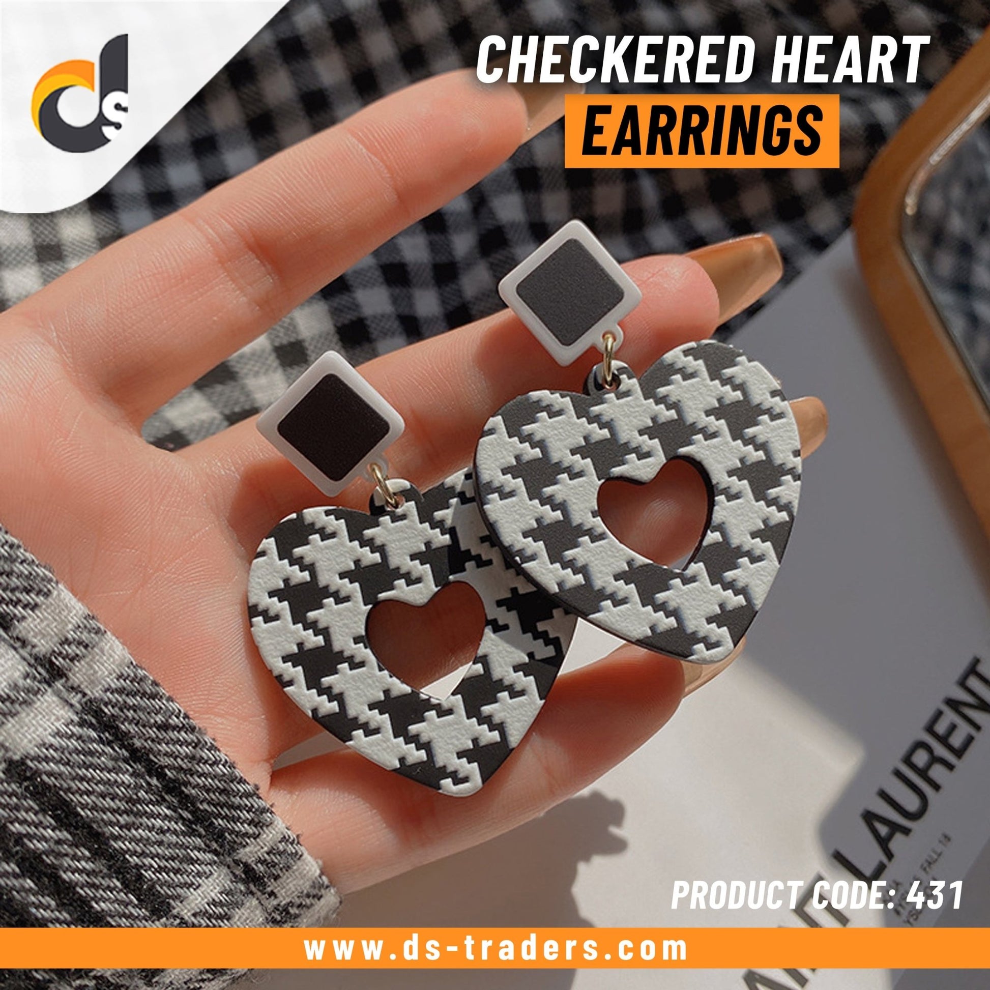Checkered Square Earrings - DS Traders