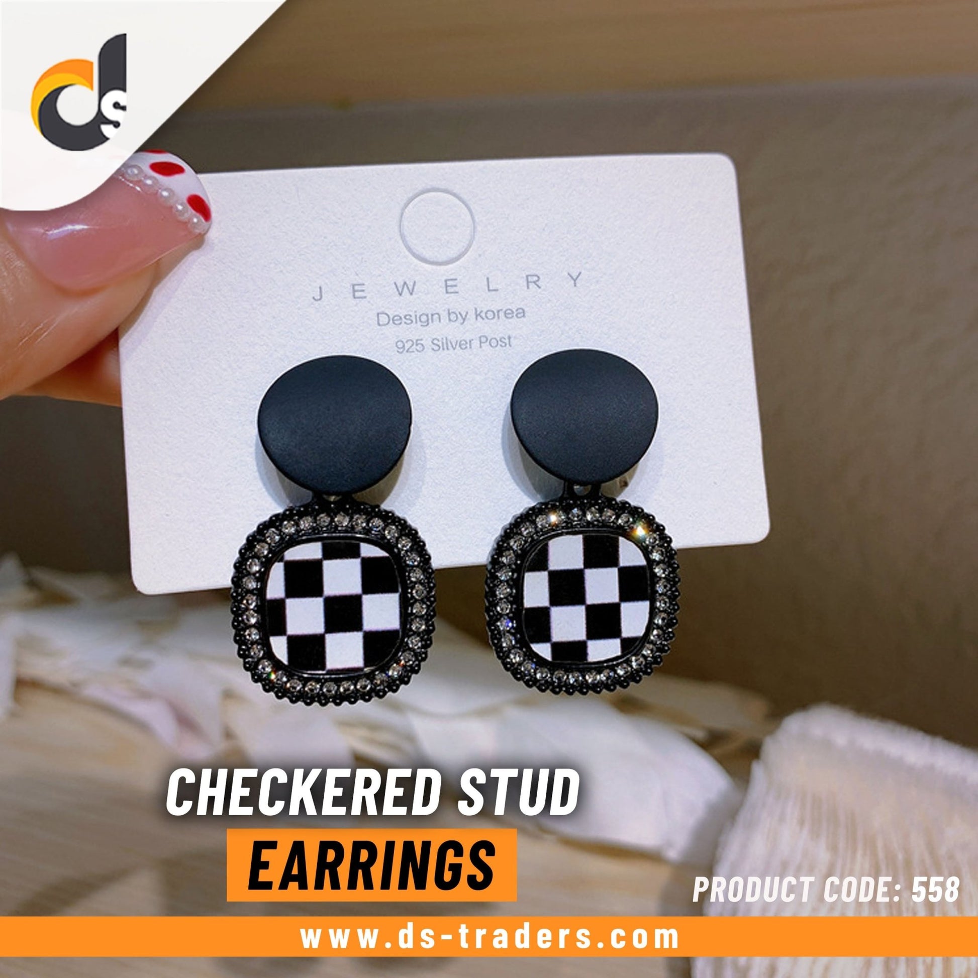 Checkered Stud Earrings - DS Traders