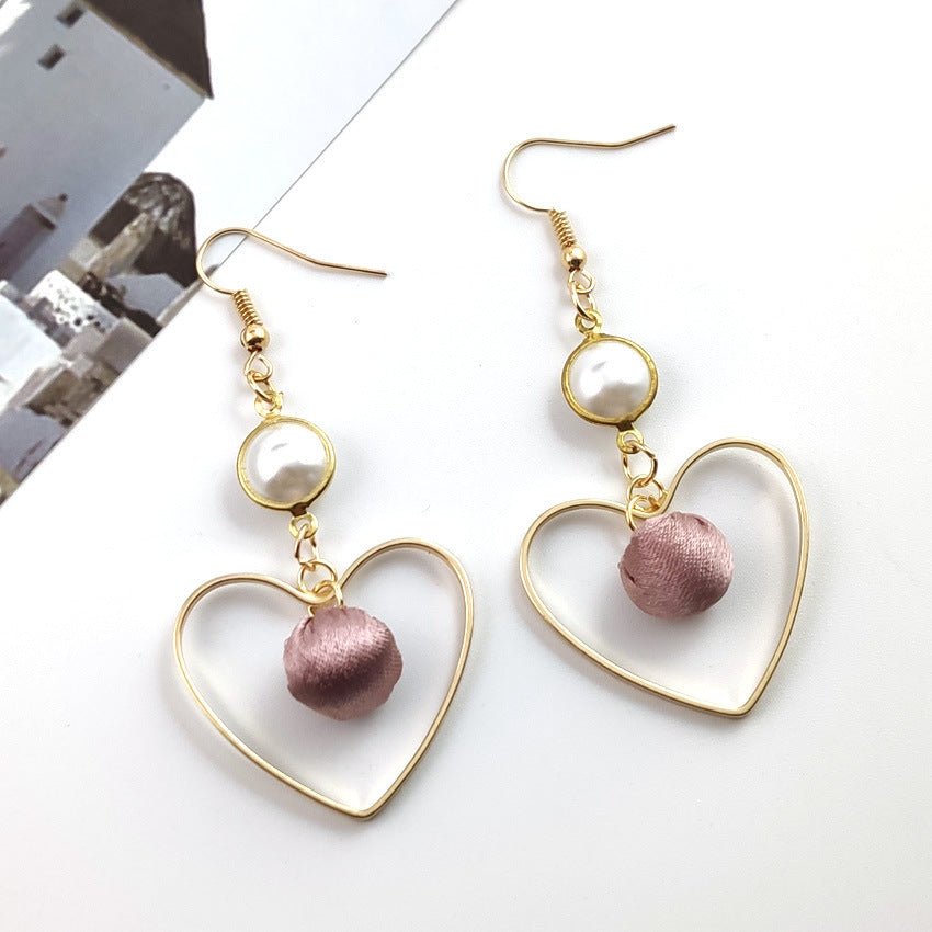Cloth Ball in Heart Earrings - DS Traders