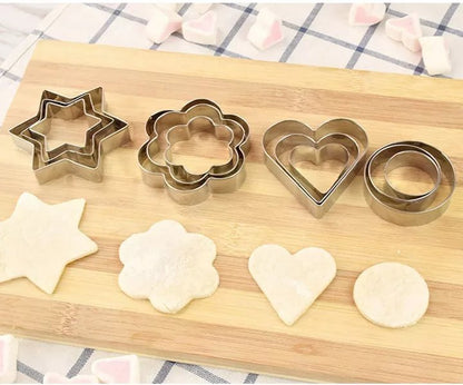 Cookie Cutters Shapes Baking Set12PCS Flower, Round, Heart, Star Shape. - DS Traders