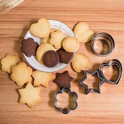 Cookie Cutters Shapes Baking Set12PCS Flower, Round, Heart, Star Shape. - DS Traders