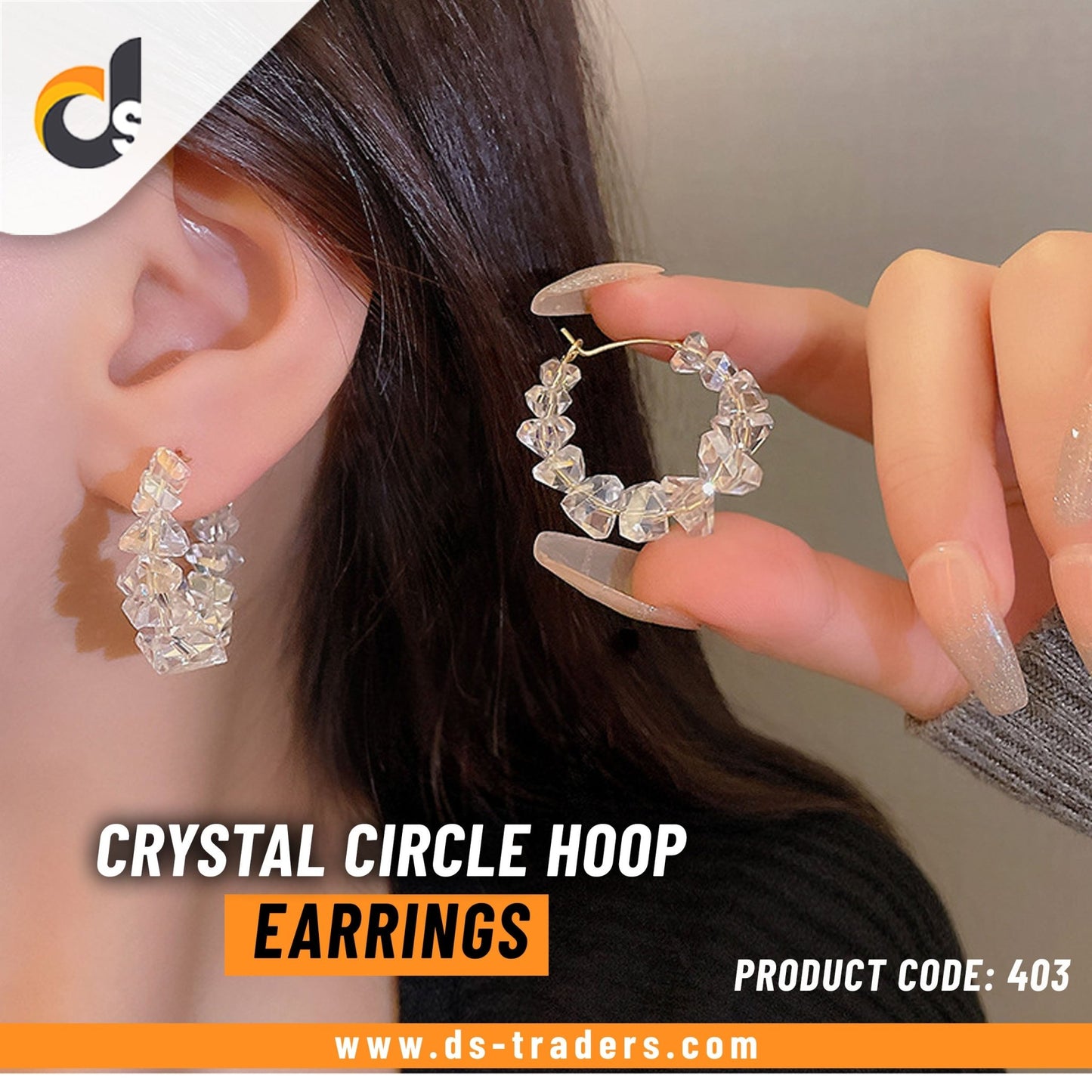 Crystal Circle Hoop Earrings - DS Traders