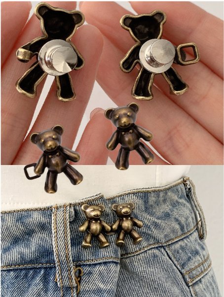 Cute Bear Jeans Button Pins - DS Traders