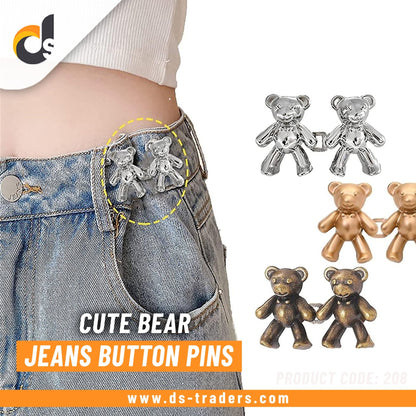 Cute Bear Jeans Button Pins - DS Traders