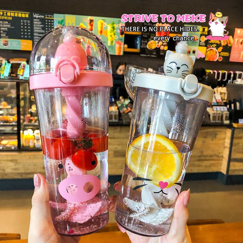 Cute Creative Plastic Straw Water Bottle. - DS Traders