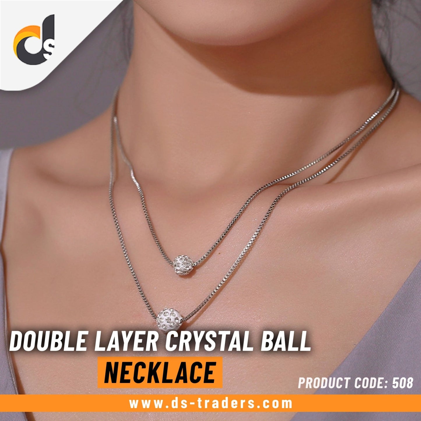 Double Layer Crystal Ball Necklace - DS Traders