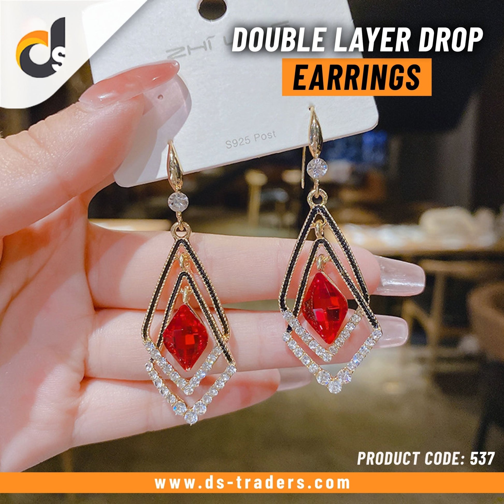 Double Layer Drop Earrings - DS Traders