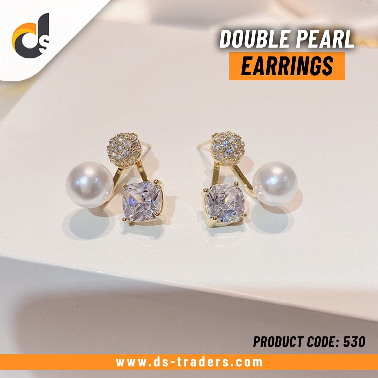 Double Pearl Earrings - DS Traders