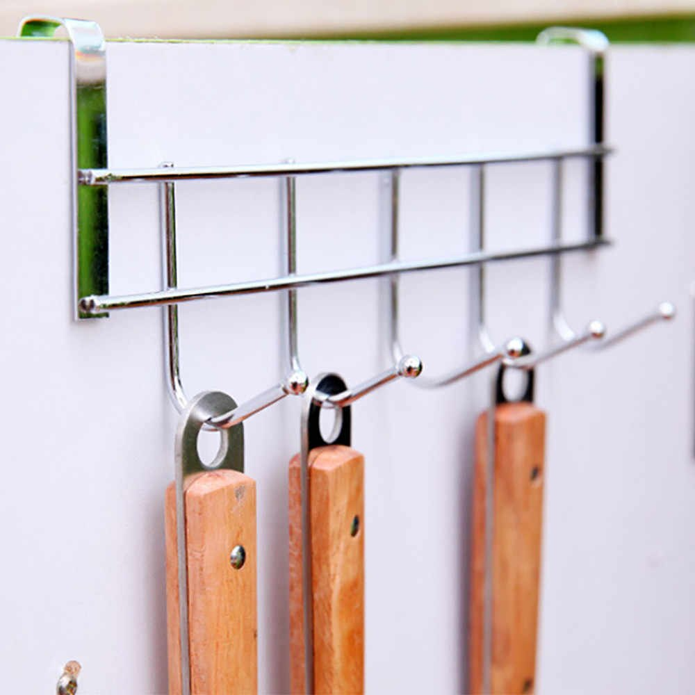 Stainless Steel Kitchen Bathroom 5 Hook Door Hanger.