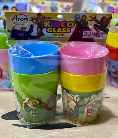Pack Of 4 - Kids Glass With Printed Cartoon Characters
