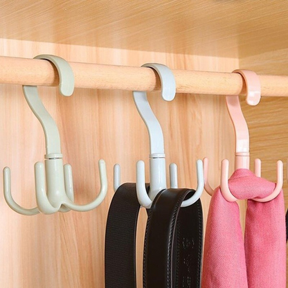 Pack of 2 - Rotary 4-Claw Multi-Purpose Hanger Hook Tie Scarf Clothes Hanger