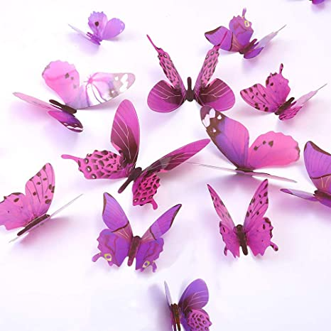 12 Pcs 3D Magnetic Butterfly Wall Decoration Stickers.