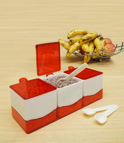 Chilleez Spice Case 4 Compartments Seasoning Box with Lid And Spoon