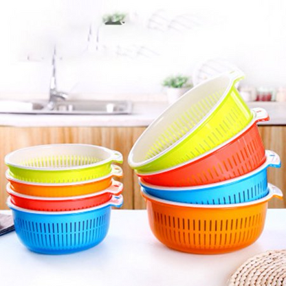 Vegetables Fruit Drain Basket Multi-function Double Layer Storage Strainer Plastic Household Kitchen Gadgets