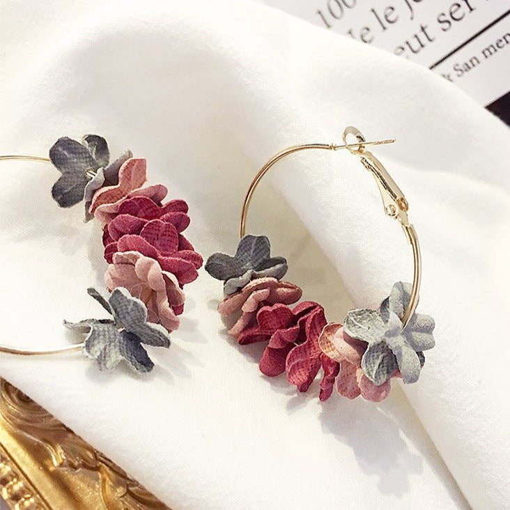 Elegant Fabric Flower Earrings - DS Traders