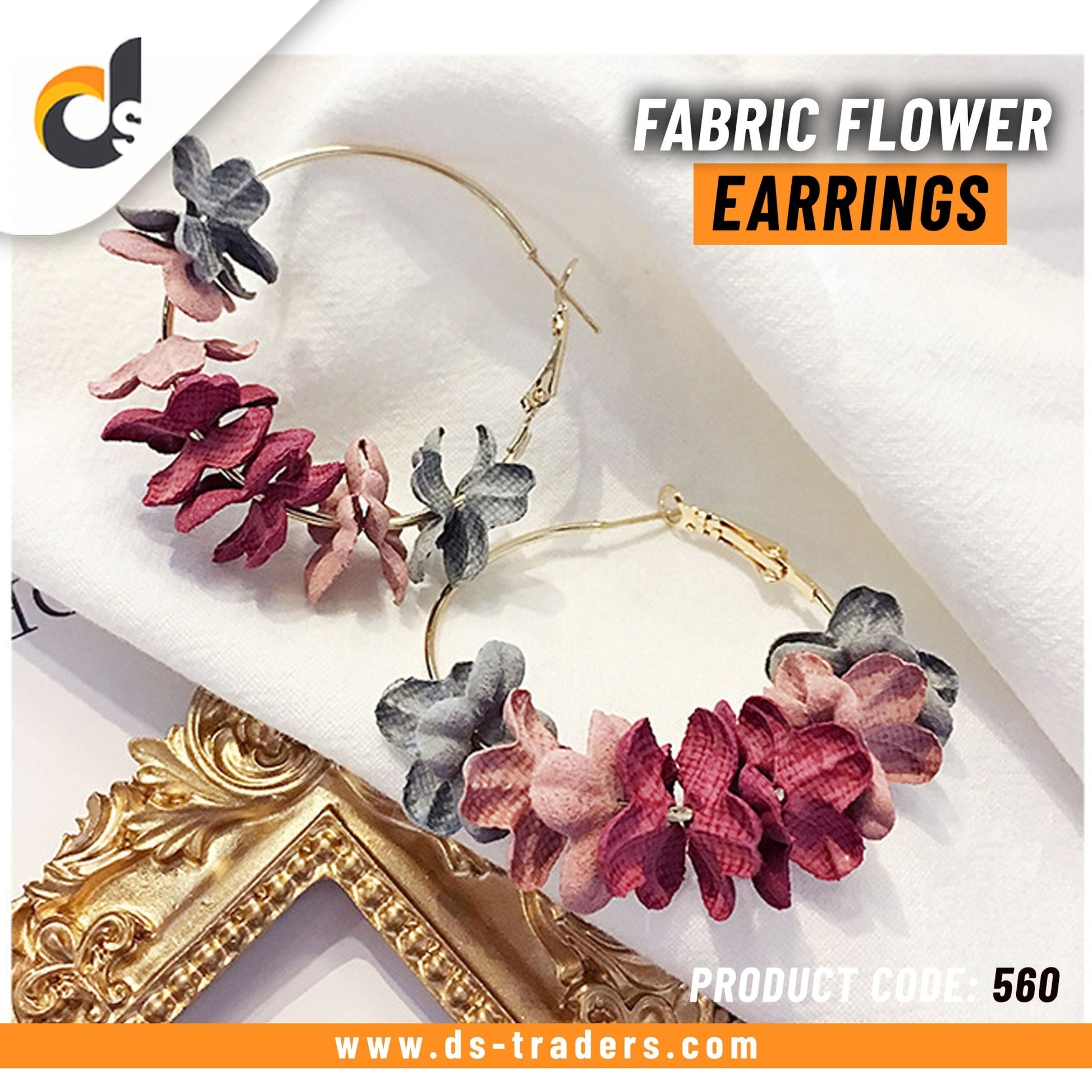 Elegant Fabric Flower Earrings - DS Traders