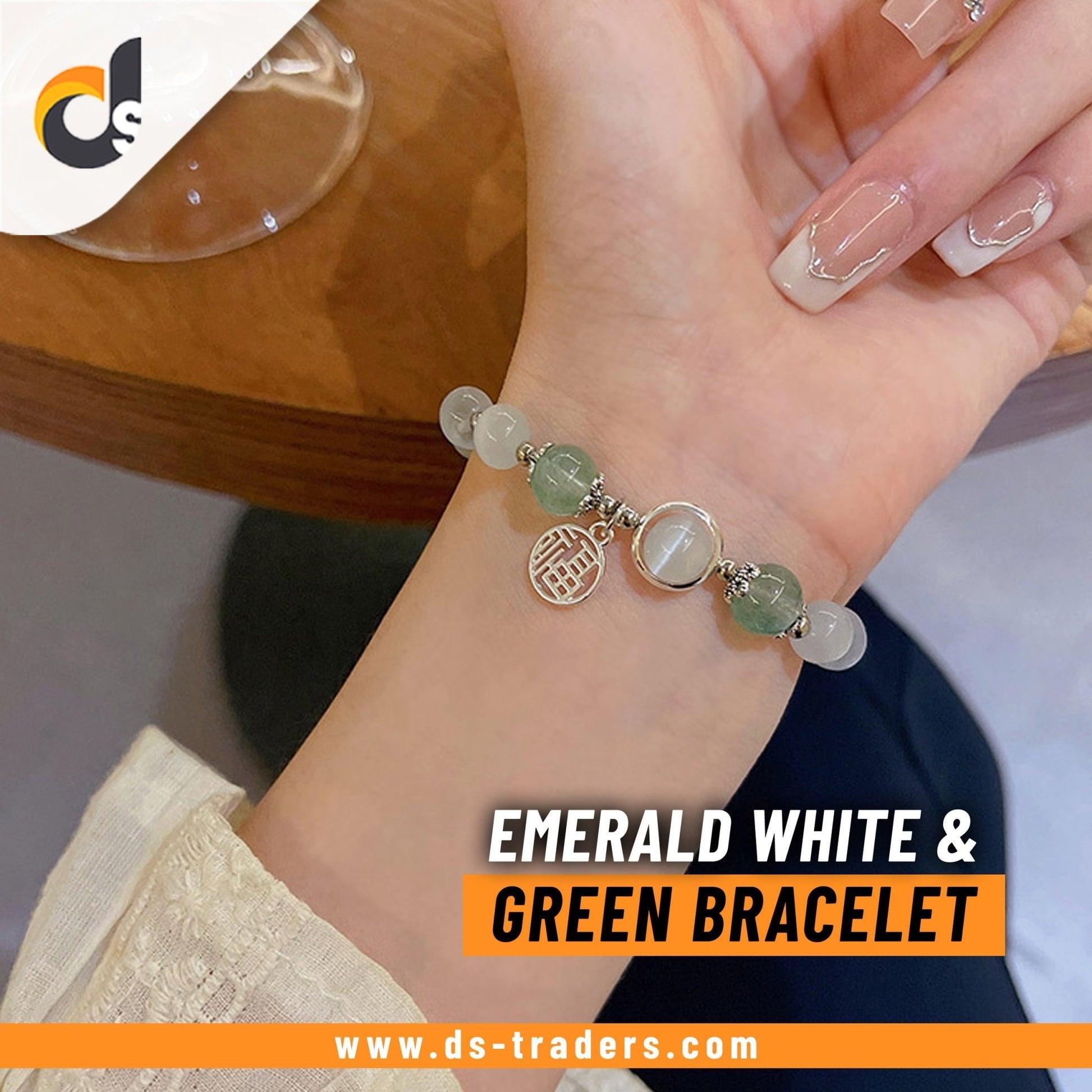 Emerald White & Green Bracelet - DS Traders
