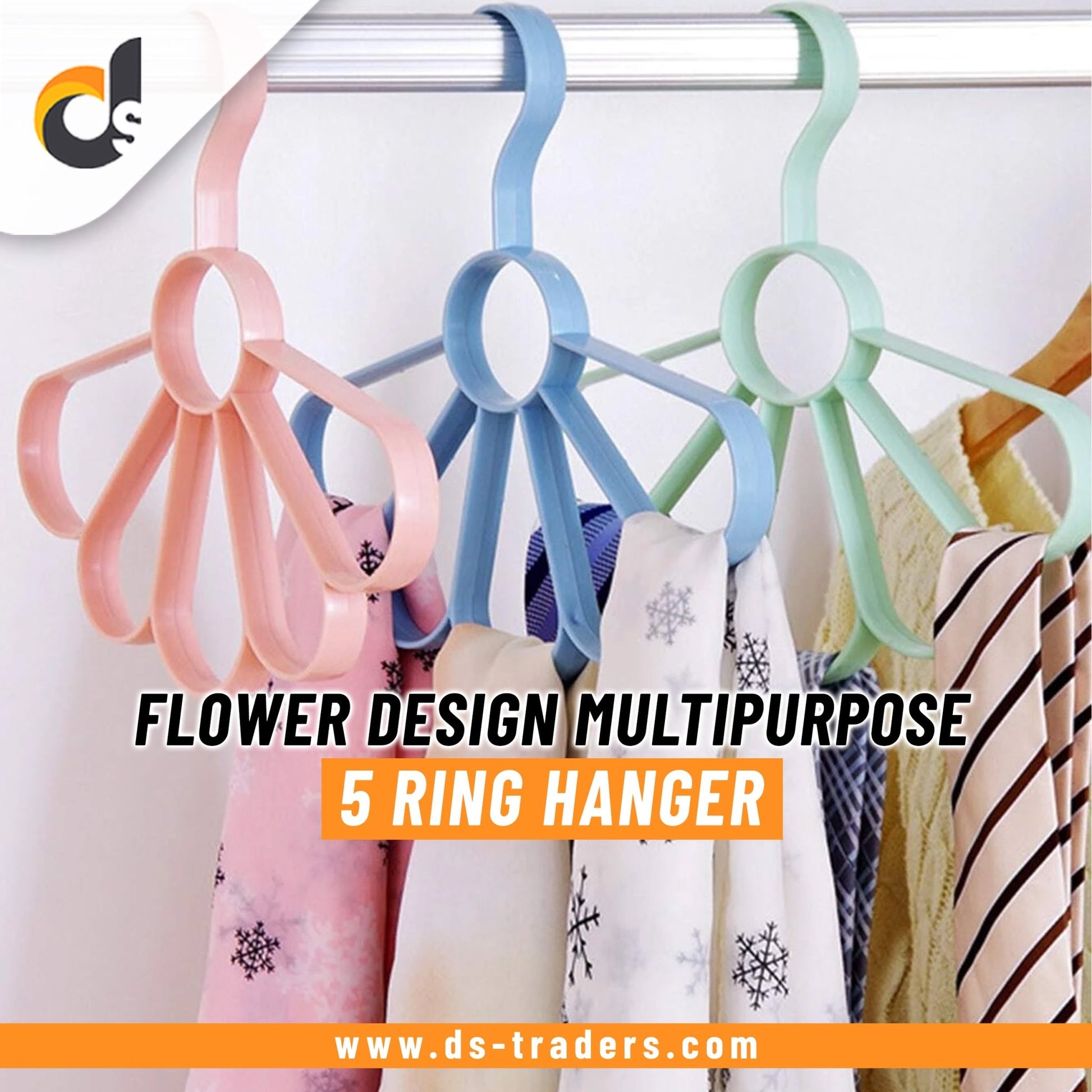 Flower Design 5 Ring Multipurpose Hanger - DS Traders
