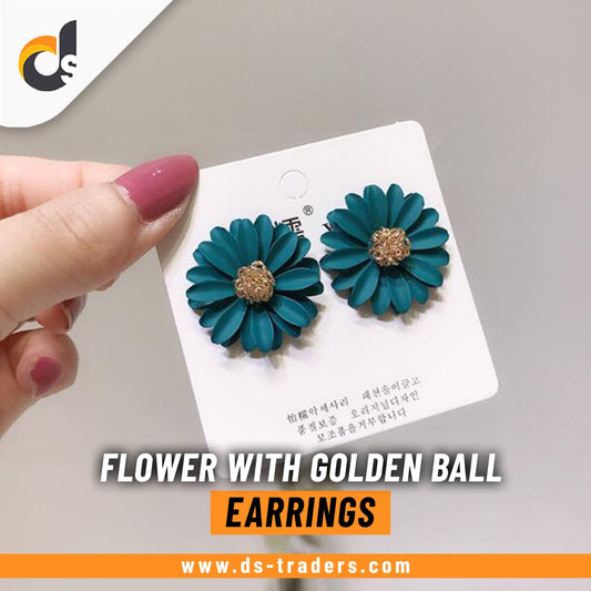 Flower with Golden Ball Earrings - DS Traders