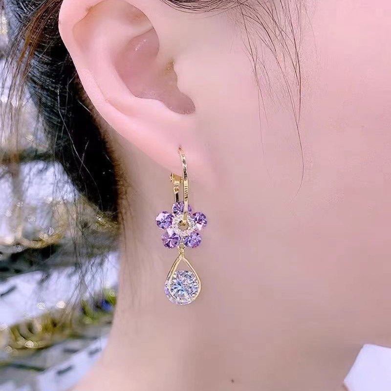 Flower with Water Drop Earrings - DS Traders