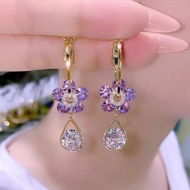Flower with Water Drop Earrings - DS Traders