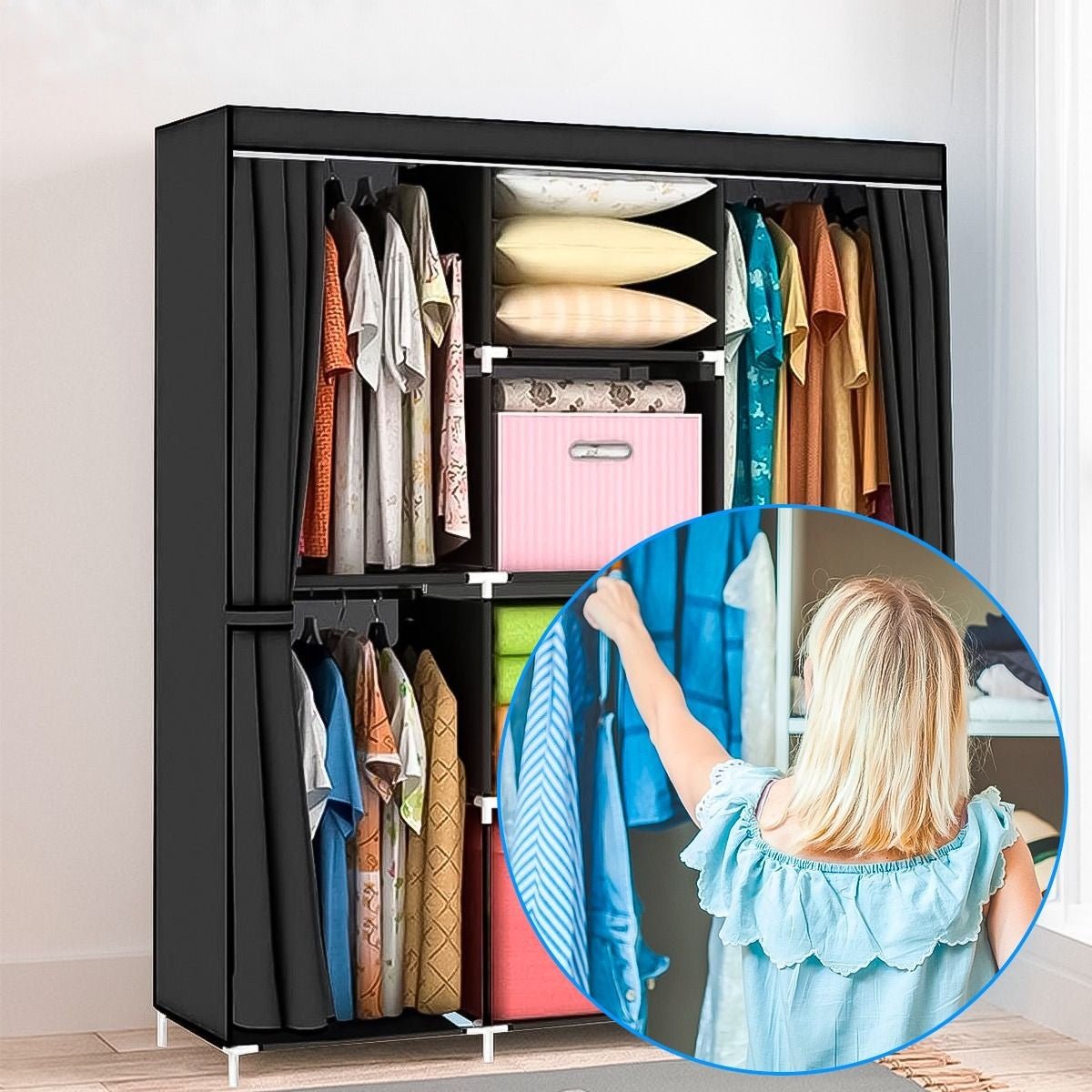 Folding Couple Cabinet Shelf Organizer Wardrobe Clothes. - DS Traders