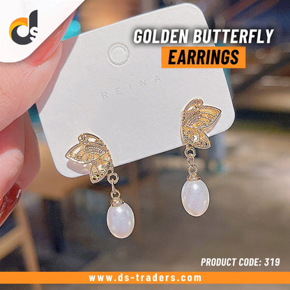 Golden Butterfly Earrings - DS Traders