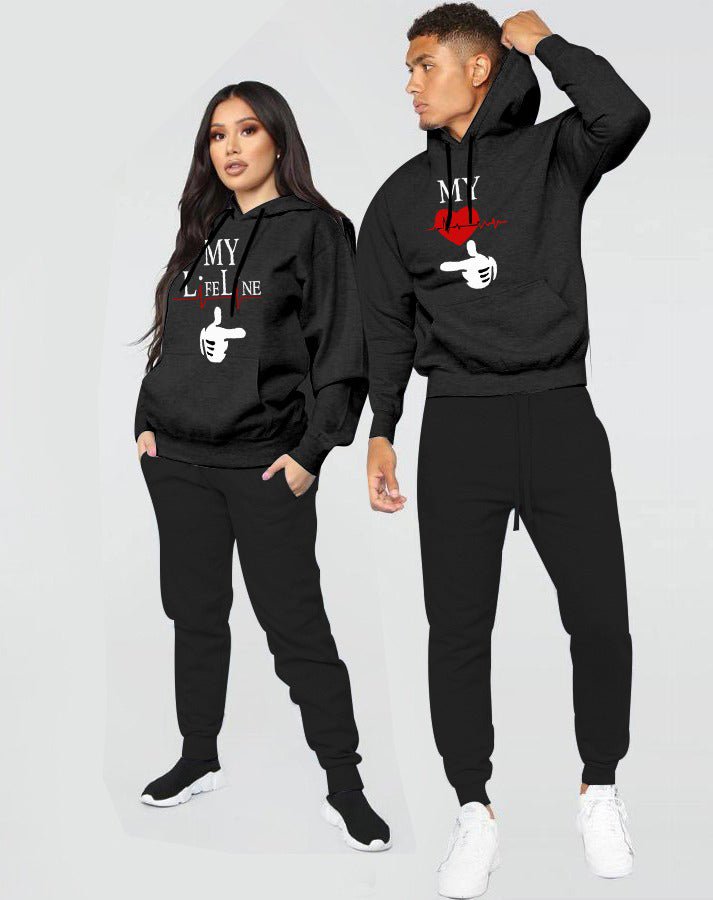 Good quality Complete Couple Suit Hoodie with Trouser - Life Line - DS Traders
