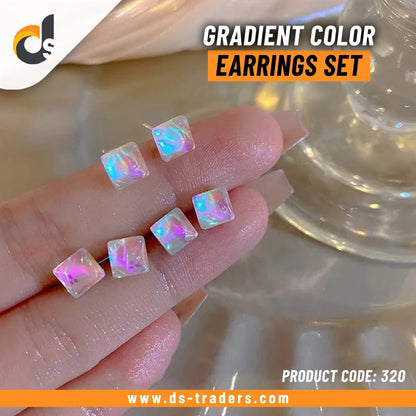 Gradient Color Earrings Set - 3 Pair Set - DS Traders