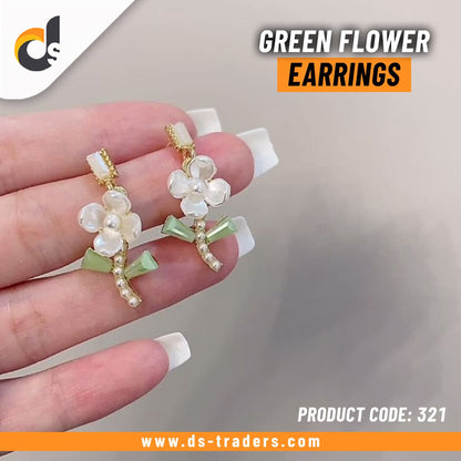 Green Flower Earrings - DS Traders
