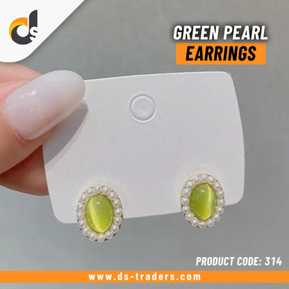 Green Pearl Earrings - DS Traders