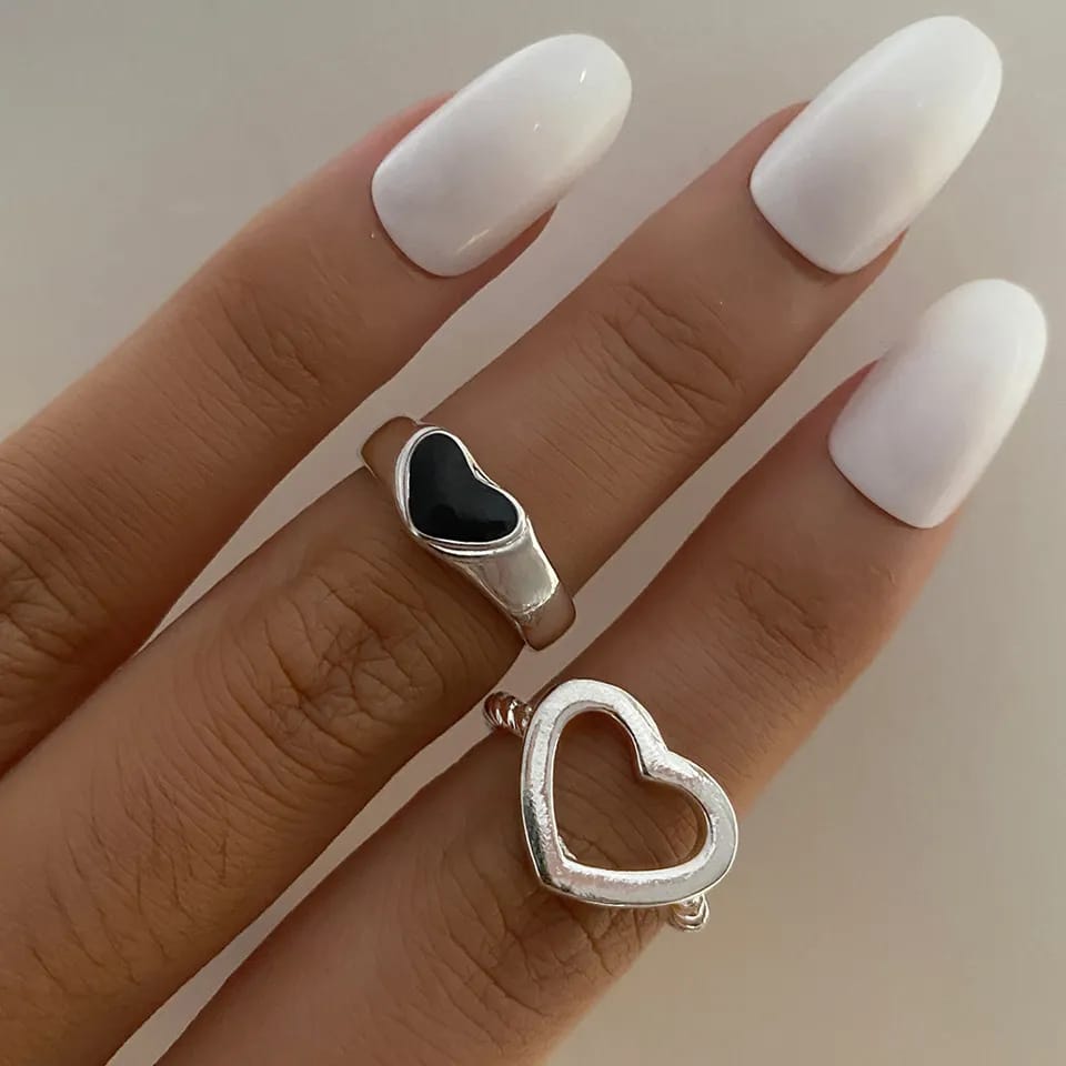 Heart Shape 2pc Ring Set - DS Traders
