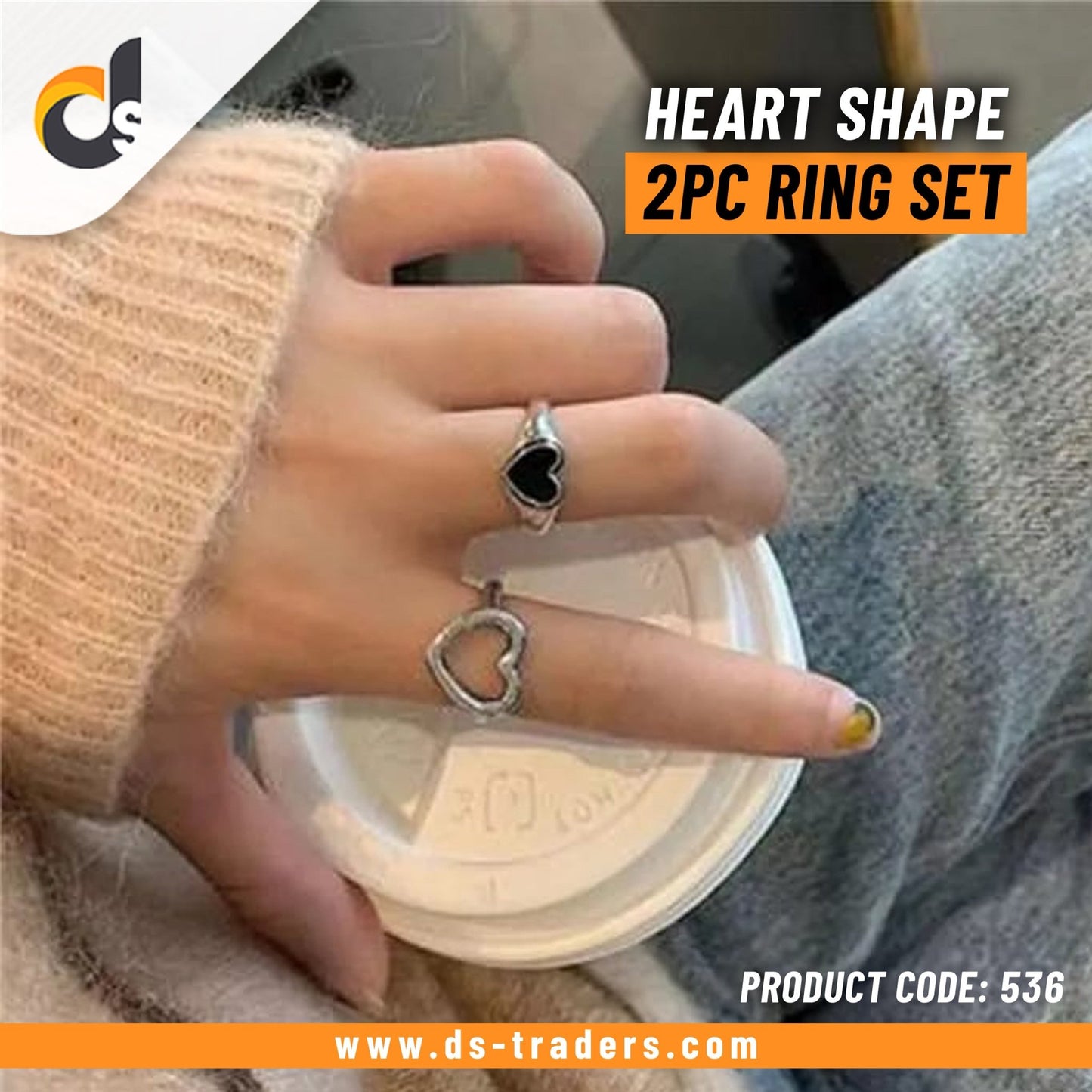 Heart Shape 2pc Ring Set - DS Traders