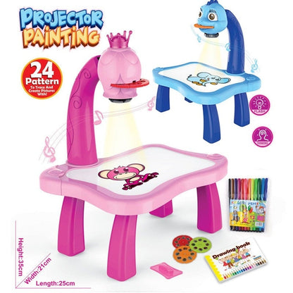 Learning and Drawing Painting Projector with Table for Kids