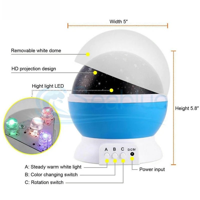 LED Rotating Starry Sky Star Master USB Projector Lamp. - DS Traders
