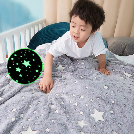 Luminous Blanket Soft Night Glow Blankets Gray Coral Fleece Fashion. - DS Traders