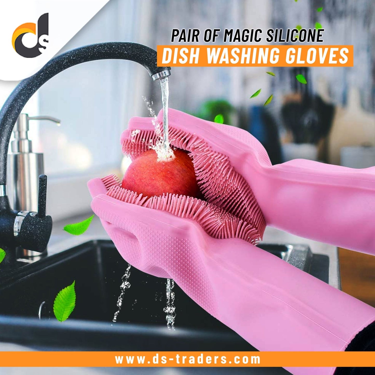 Specollect Clearance 3Pcs Reusable Cleaning Gloves Latex Free, Dishwashing Gloves With Cotton Flock Liner And Embossed Palm, Waterproof Household Gloves For Laundry, Gardening