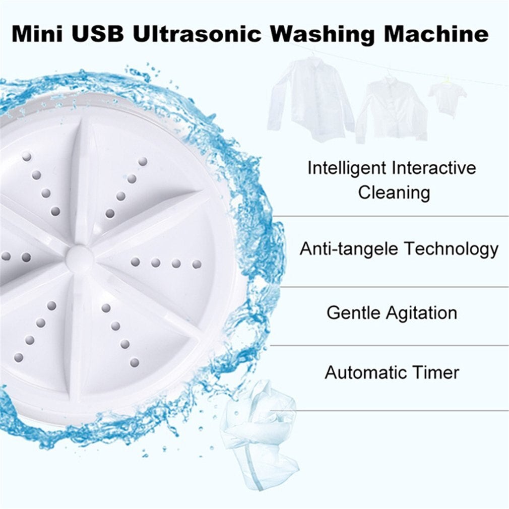 Mini Ultrasonic Washing Machine Portable Turbo Personal Rotating Washer Convenient Travel Home Business Travel - DS Traders